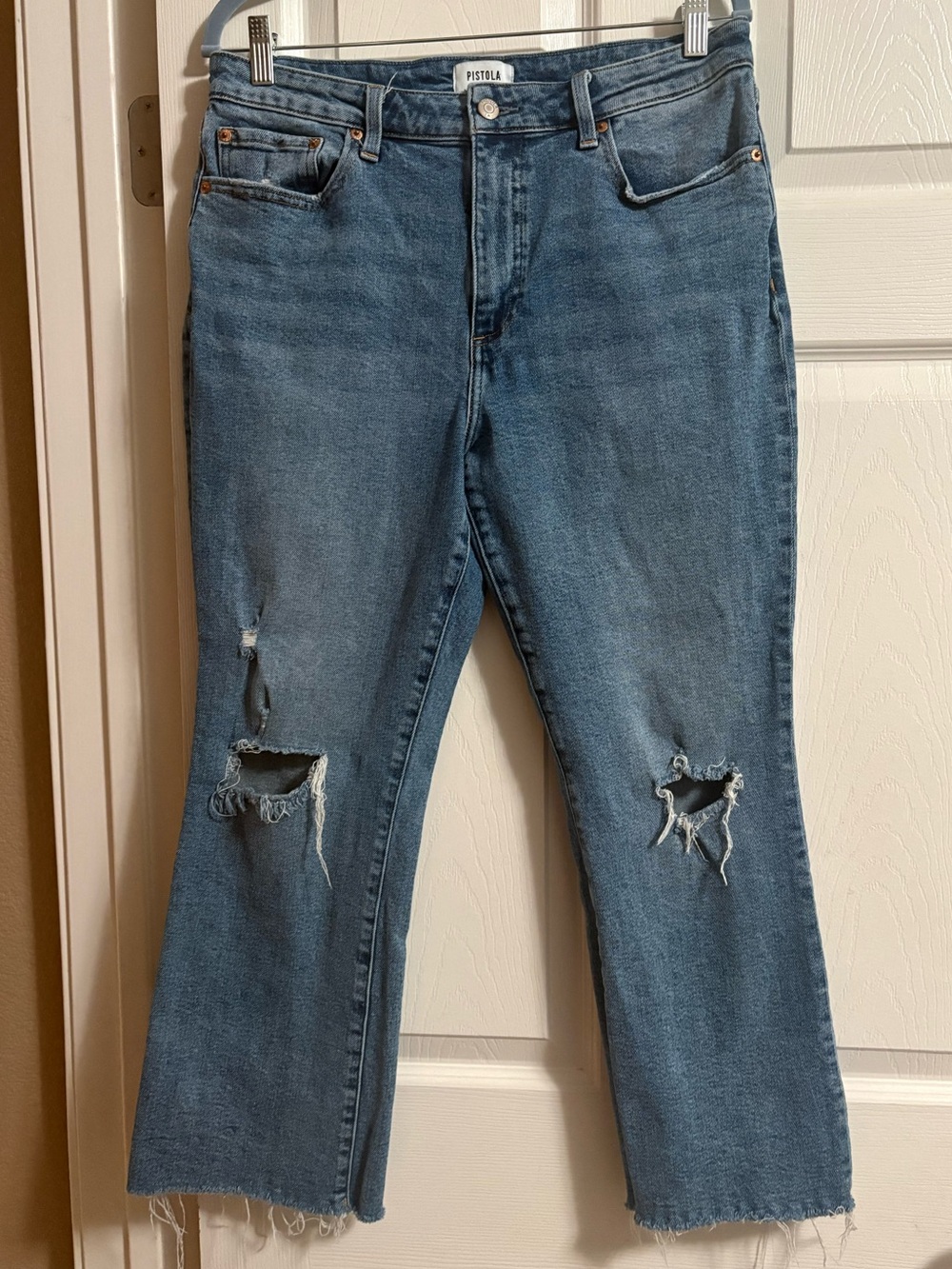 Pistola ankle cropped jeans distressed high waist cotton 31